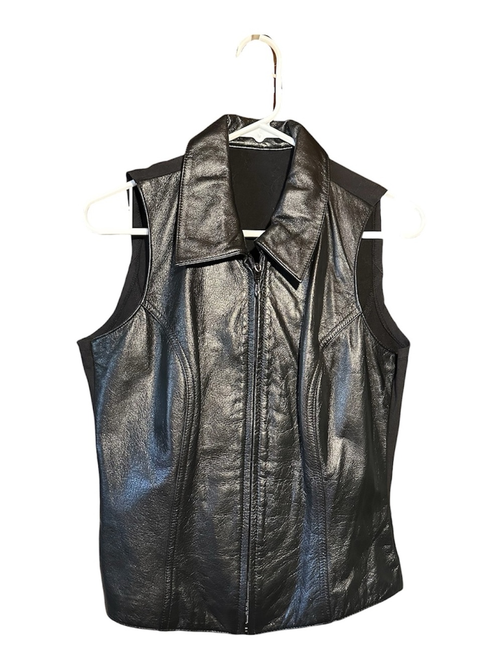 Vintage Women’s Collared Maxima Wilson’s Black Leather Vest Zip Front Medium